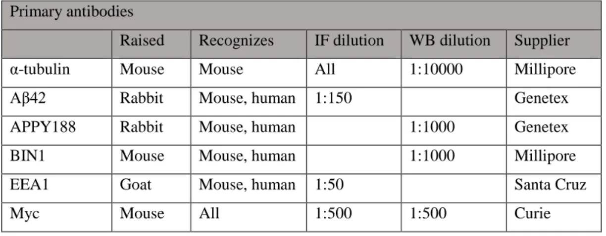 Table II.4- Secondary antibodies and probes.  