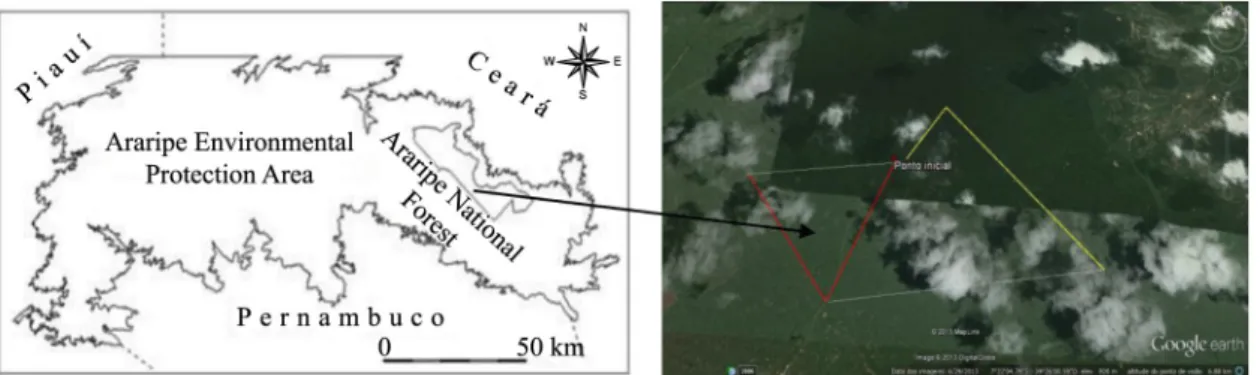 Figure 1.  Location of the Araripe Environmental Protection Area (APA-Araripe) and the Araripe-Apodi National Forest