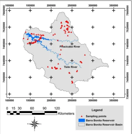 Figure 2.  Location of the ground truth samples used in the supervised classification of the 2002 ETM image.