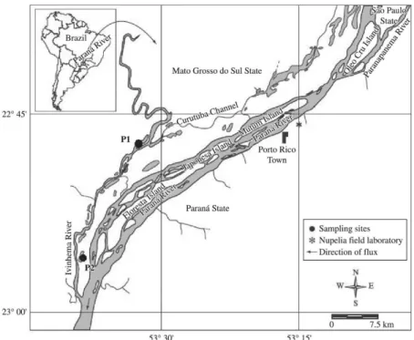 Figure 1. Location of the sampling sites in the Upper Paraná River floodplain, Brazil