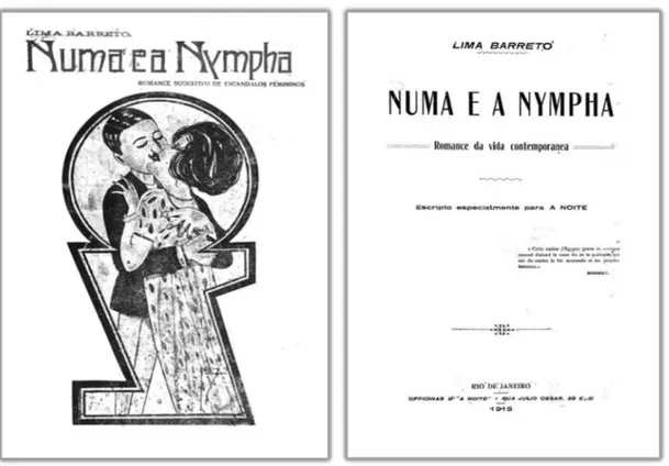 Figura  2:  capa  e  página  de  rosto  do  romance  Numa  e  a  Ninfa,  reimpressão  de  1919  pela  Gianlorenzo  Schettino Livraria Editora