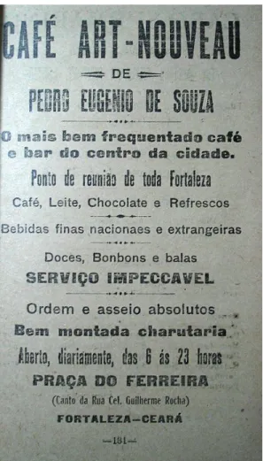 Figura 1 – Anúncio de um dos maiores e mais bem reconhecidos Cafés desta época, o  Art-Nouveau
