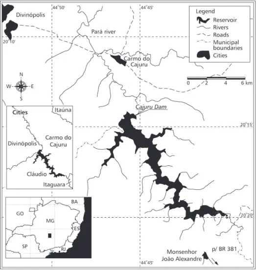 Fig. 1 — Map of the Cajuru Reservoir.