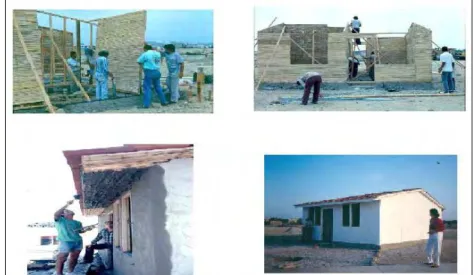 Figura 55 – Sequência de construção de residência com painéis pré-moldados de bambu no  Equador 