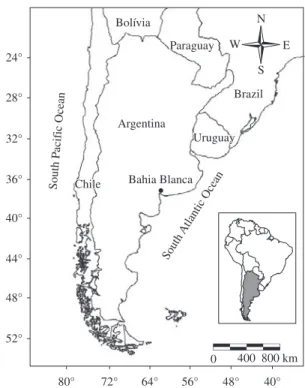 Figure  1.  Map  of  the  capture  area  of  Chaetophractus   villosus in southern Argentina.