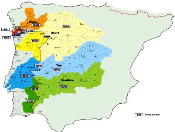 Figura 4 – Bacias Hidrográficas Luso-Espanholas  Fonte: INAG, 2002 