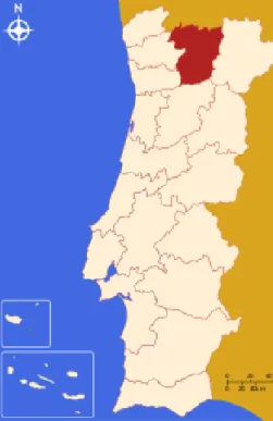 Figura 1: Localização de Vila Real  Fonte:https://pt.wikipedia.org/wiki/Di strito_de_Vila_Real 