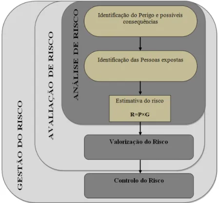 Figura 3 - Fases de um processo de gestão de risco profissional (Roxo, 2003) 