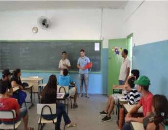 Figura  3.  Apresentação  do  cursinho  Alvo  em  escolas de ensino médio na cidade de Dracena