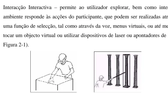 Figura 2-1: Formas de selecção: tocar ou apontar/seleccionar o objecto virtual. 