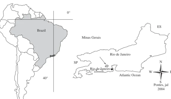 Figure 1. Location of the study area of Serra do Mendanha in Rio de Janeiro state, southeastern Brazil.