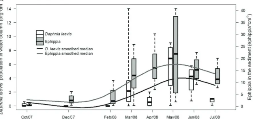 Table 1. Number of ephippia and the classification recorded in situ with the Ephippial Collectors placed in lake Jacaré (MG),  in stratified and mixing periods.