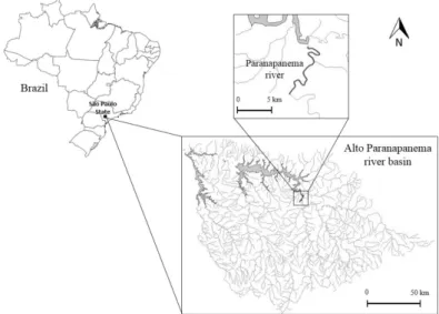Figure 1. Study area location within Alto Paranapanema river basin, São Paulo State, Brazil.