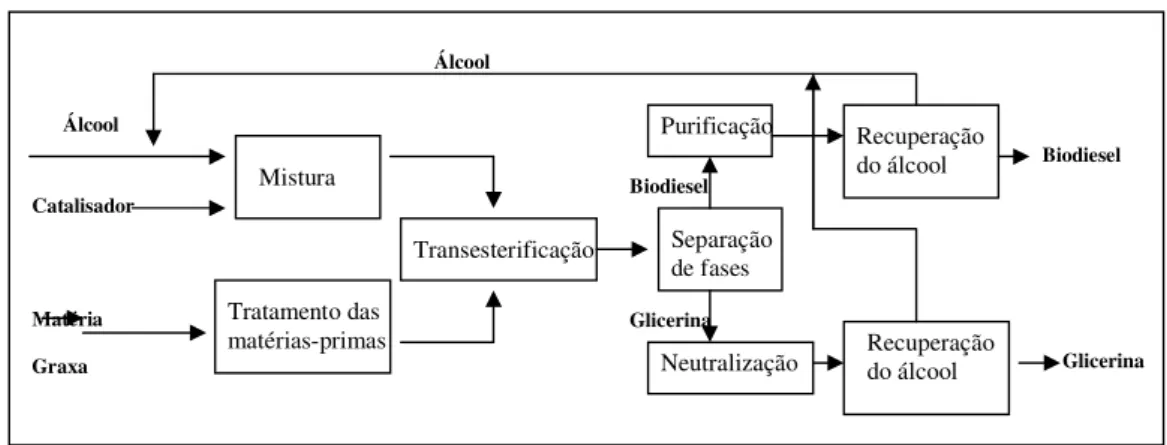 Figura 5 – Processo tecnológico geral de produção do Biodiesel  Fonte: FELIZARDO, 2003