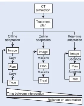 Figure 21 - The various adaption methods for radiotherapy and the required time and automation associated (Hoppe, R