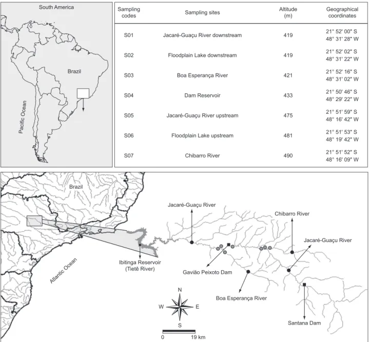 Figure 1. Location of the sampling stations (S) in the Jacaré-Guaçu River basin.