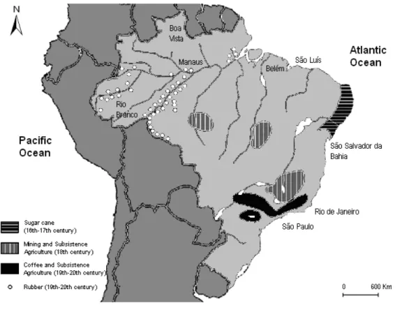 Figure 3 - Historical-geographical evolution of economic cycles in Brazil (1500-1930) 
