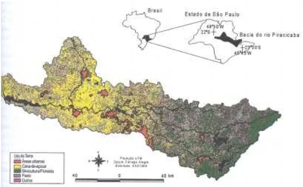 FIG. 1. Mapa de uso da terra na bacia do rio Piracicaba em 1993.
