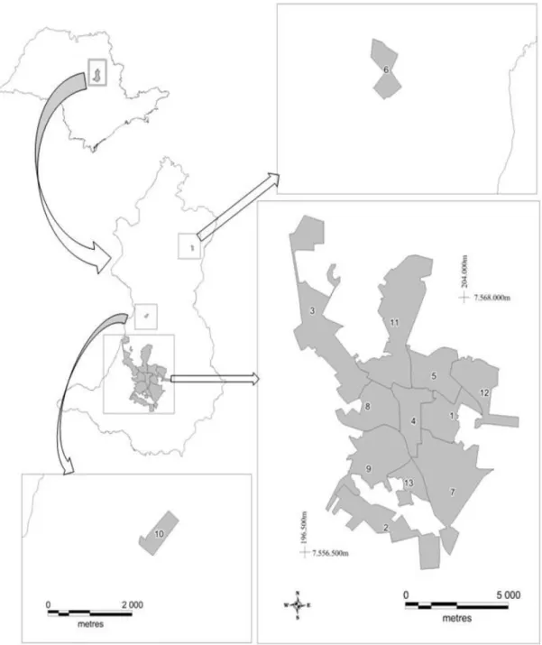 Figure 1. Administrative Regions of the urban area in the municipality of São Carlos.