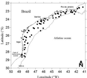 Figure 1. Fishing hauls during the surveys of the ECOSAR Program (2008- (2008-2010).