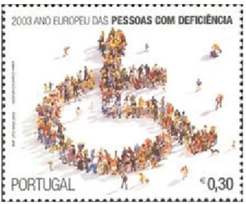 Figura 6: Selo dos CTT referente ao ano europeu das pessoas com deficiência   (https://www.stampworld.com) 