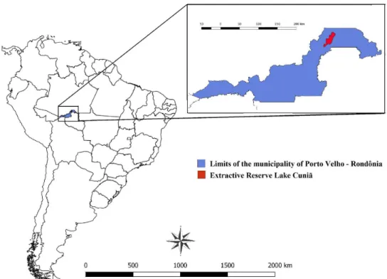 Figure 1. Location of Extractive Reserve Lake Cuniã in the state of Rondônia, Brazil.