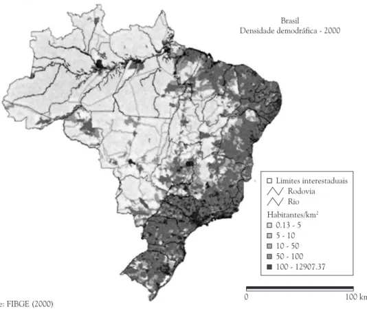 Figure 2. Brazilian demographic density, 2000.