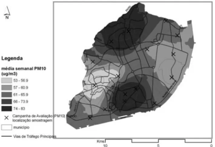 Figura 1 – Distribuição espacial das concentrações médias sema nais de PM 10