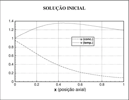 Figura 1 – Solução estacionária do sistema (3) calculada com o modelo A.