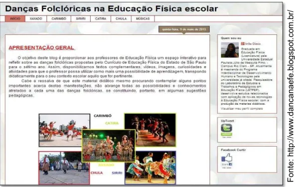 Figura 6 - Imagem da página principal do blog de danças folclóricas.
