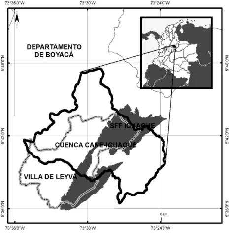 Figura 1. Mapa general del área de estudio, Villa de Leyva (Boyacá)