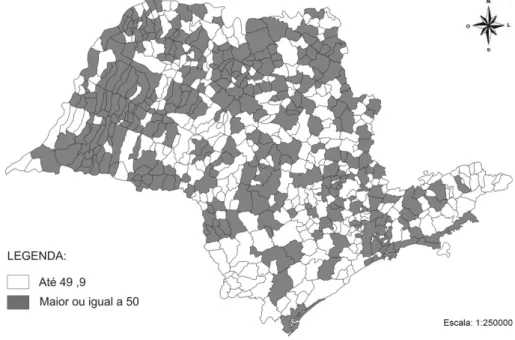 Figure 4 – Environmental performance of São Paulo municipalities in 2011  (Source: São Paulo, 2012).