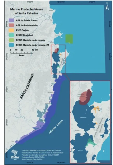 Figure 1. Mosaic of Federal Coastal-Marine Protected Areas in the State of Santa  Catarina, Southern, Brazil