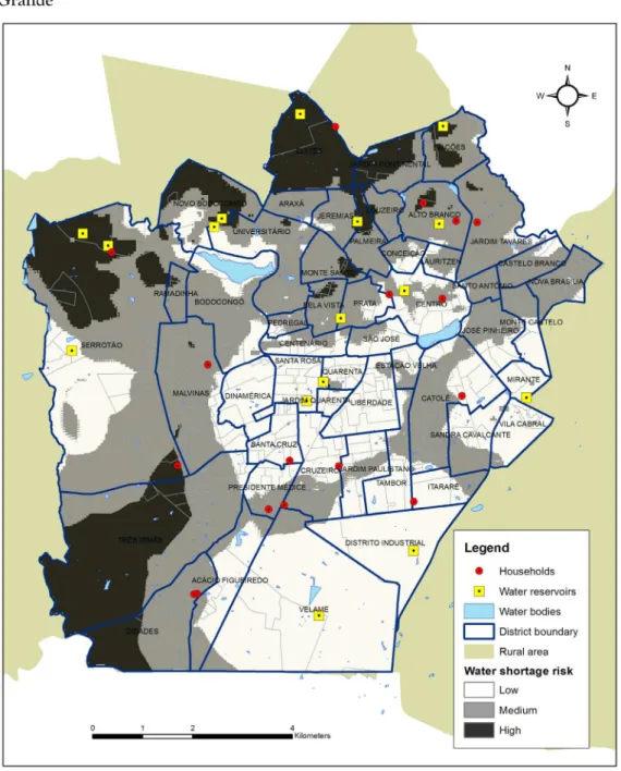 Figure 2 – Water-shortage risk map according to the hydraulic criterion in Campina  Grande 