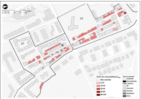 Figura 3: Mapeamento do índice de vulnerabilidade ao risco de incêndio das zonas Z4 e Z5, da freguesia  do Seixal [4] 