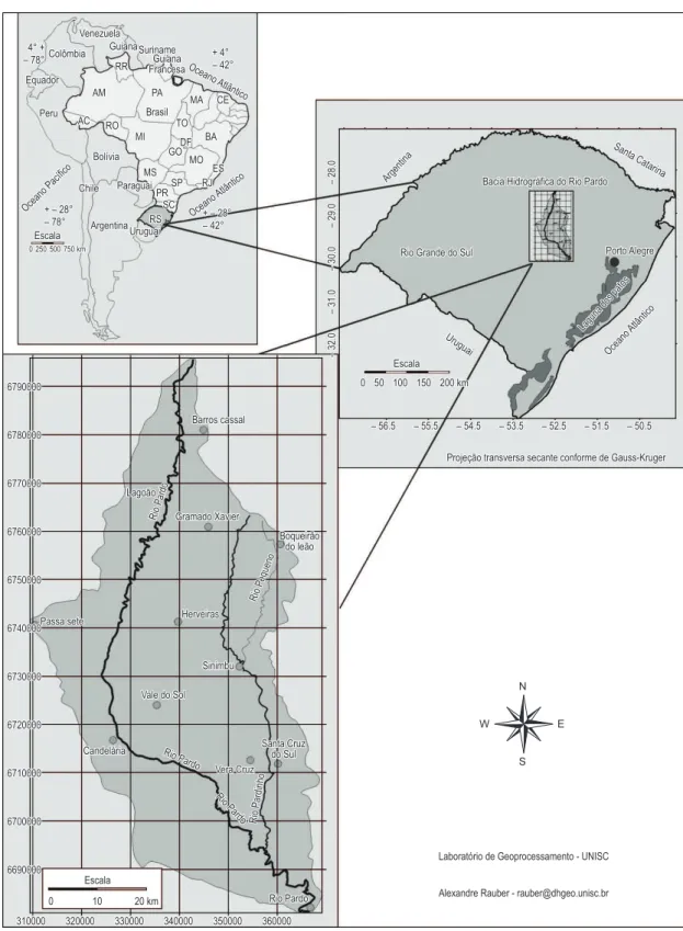 Figure 1. Location Map of the Hydrographical Basin of Pardo River, RS, Brazil.