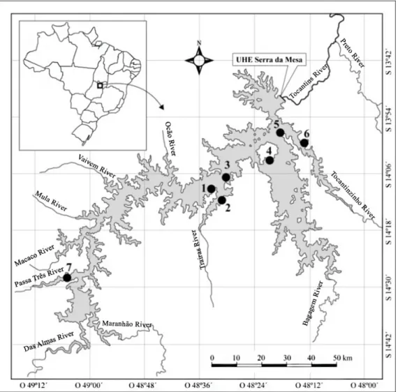 Figure 1. Serra da Mesa Reservoir and sampling points (Brazil).