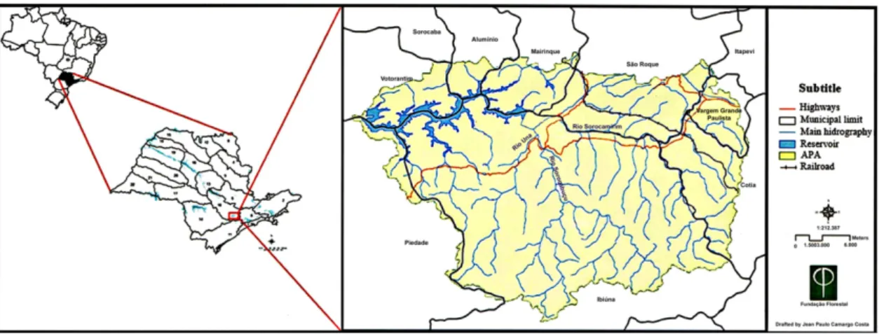 Figure 1. Localization of Itupararanga Reservoir in an environmental protection area, State of São Paulo, Brazil.