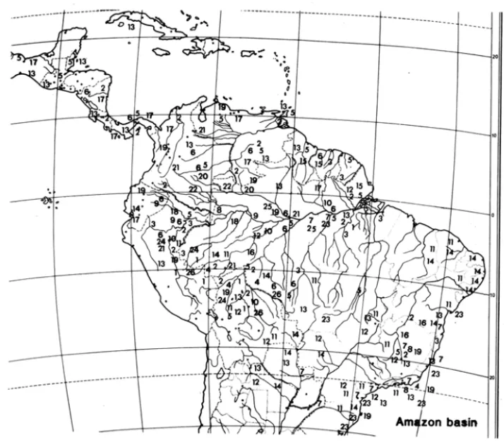 Figure 4  - Species of Serjania occurring in the Amazon Basin  (see appendix 4 for legend) 