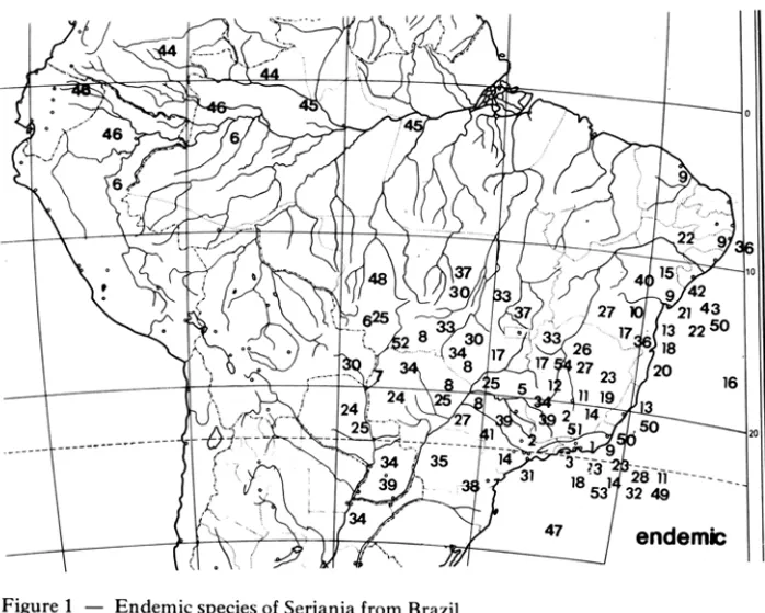 Figure 1  - Endemic species of Serjania from  Brazil  (see appendix 1 for legend) 