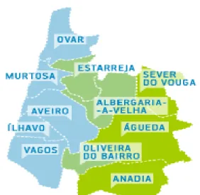 Figura 5.1 - Mapa da Região de Aveiro por NUT IV  Fonte: Região de Aveiro (2019) 