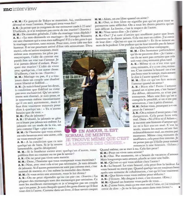 Figura 2 − Entrevista à Marie Claire francesa em 2008 (segunda página). 