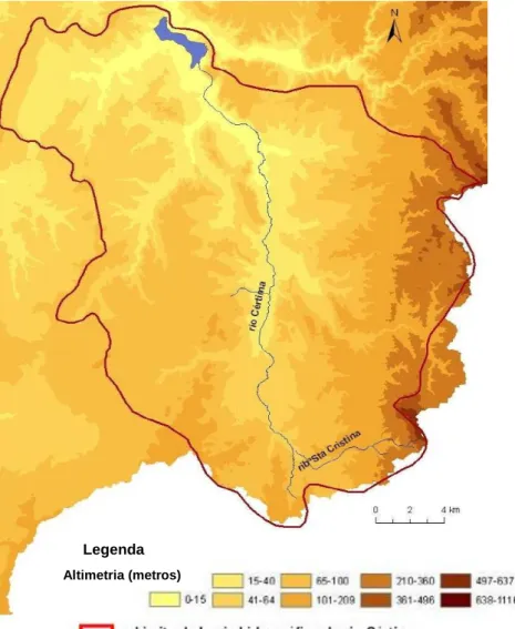 Figura 6: Representação do relevo na bacia hidrográfica do rio Cértima (obtida a partir de informação  digital do (IA, 2007)