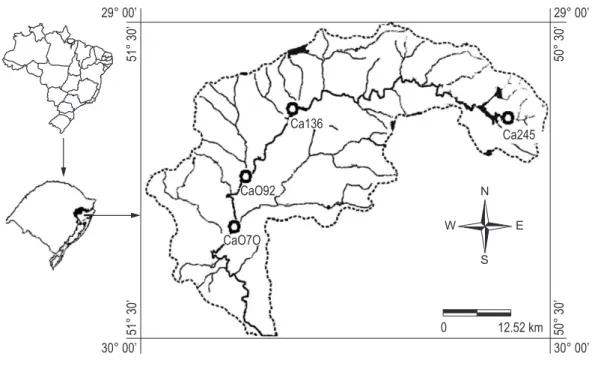 Figure 1. Location of the study site in Brazil, Rio Grande do Sul state, Caí River basin