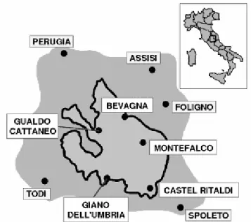 Figure 1 The wine region of Montefalco Adapted from Biancalana, (2006) . 