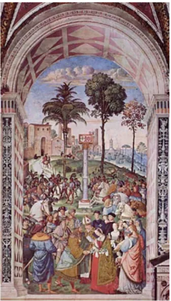 Fig. 1 – O encontro entre Frederico III e D. Leonor ocorreu em Siena, em cuja catedral  existe um precioso registo iconográfico