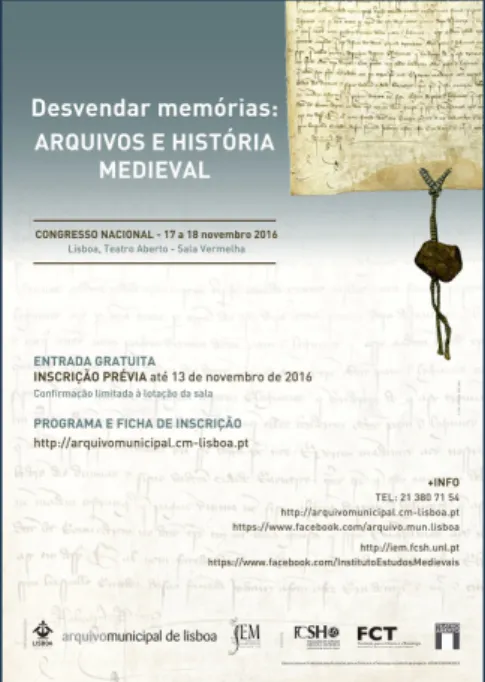 Figura 3 Cartaz do I Workshop Lisboa  Medieval - Arquivo e História (2015).