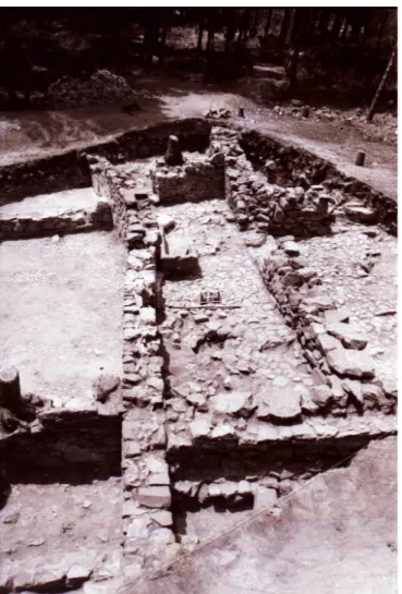 Fig. 4. Fotografía de las excavaciones del complejo C, con el  compartimento 1 al centro.