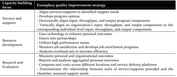 Table 1: Exemplary quality improvement strategies used for capacity building 