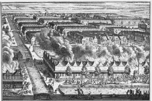 Figura 5. Massacre dos chineses em Batávia, 1740 («Tableau de la Partie de Batavia, ou s'est fait  proprement le terrible Massacre des Chinois, le 9 Octob